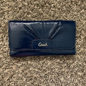 Coach Patent Leather Wallet - Dark Teal